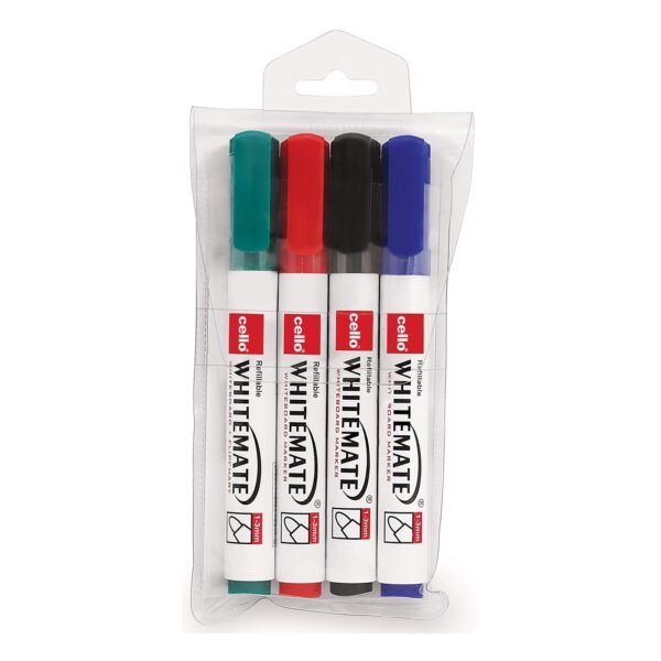 Cello Whitemate Whiteboard Markers | Set Of 4 Markers | 4 Assorted Ink Colours | Fine Point Marker Pens With Easily Refillable And Erasable Ink | Writes Longer - Image 8