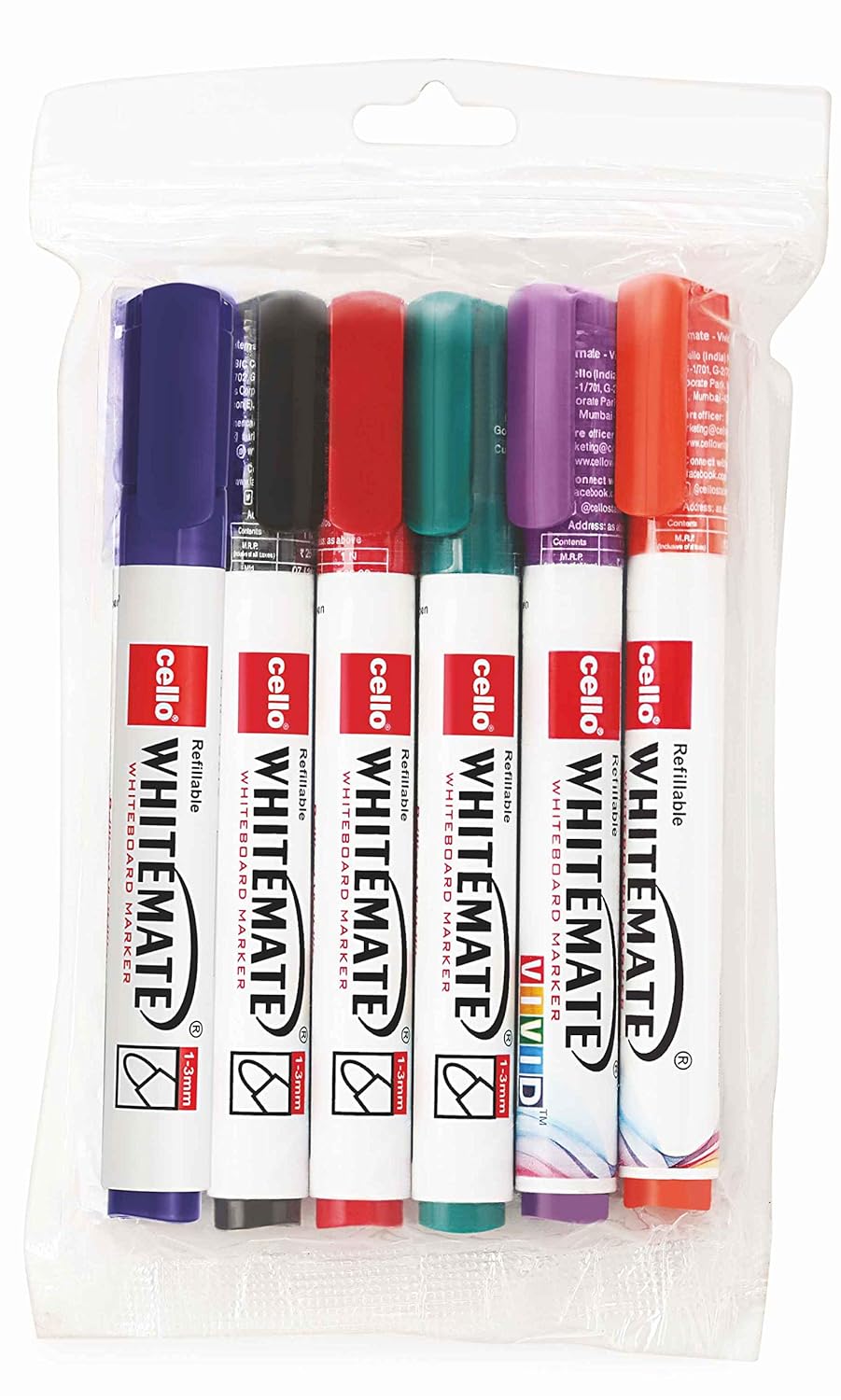 Cello Whitemate Whiteboard Markers Set of 6 (Multicolored) School and Office Stationery Ideal for Work from Home Finegrip Ball Pen (25 Pens Jar - Blue) Comfortable and Smooth writing ball pens