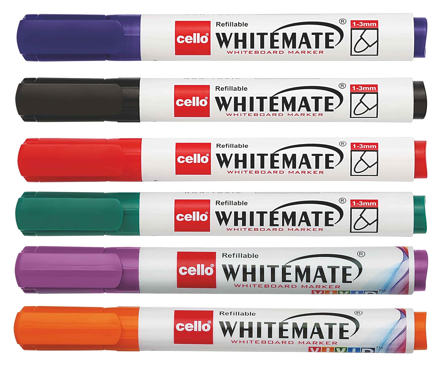 Cello Whitemate Whiteboard Markers Set of 6 (Multicolored) School and Office Stationery Ideal for Work from Home Finegrip Ball Pen (25 Pens Jar - Blue) Comfortable and Smooth writing ball pens - Image 2