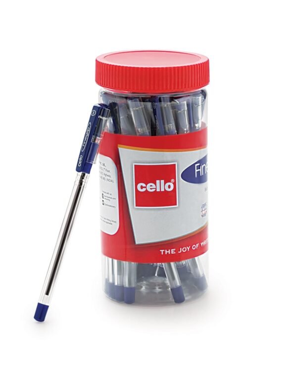Cello Whitemate Whiteboard Markers Set of 6 (Multicolored) School & Office Stationery Ideal for Work from Home Finegrip Ball Pen (25 Pens Jar - Blue) Comfortable & Smooth writing ball pens - Image 5