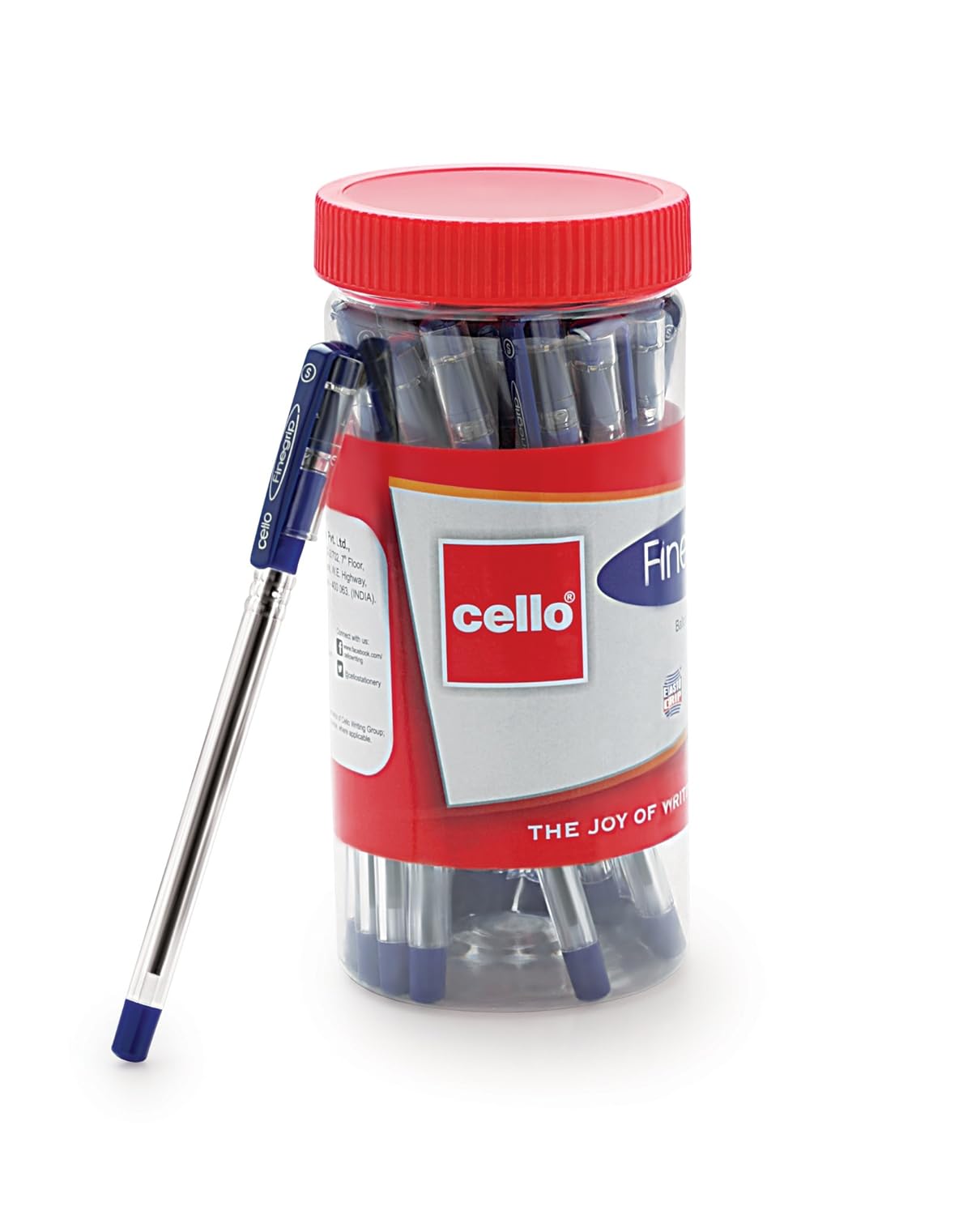 Cello Whitemate Whiteboard Markers Set of 6 (Multicolored) School and Office Stationery Ideal for Work from Home Finegrip Ball Pen (25 Pens Jar - Blue) Comfortable and Smooth writing ball pens - Image 5
