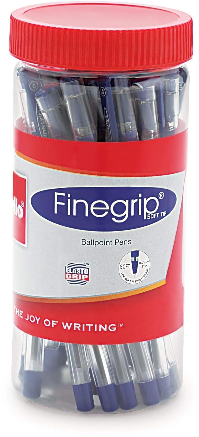 Cello Whitemate Whiteboard Markers Set of 6 (Multicolored) School and Office Stationery Ideal for Work from Home Finegrip Ball Pen (25 Pens Jar - Blue) Comfortable and Smooth writing ball pens - Image 7