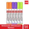 Cello Whitemate Whiteboard Vivid Bold Markers | Set of 6 Markers | 3 Assorted Ink Colours | Marker Pens with Easily Refillable and Erasable Ink | Writes Longer.