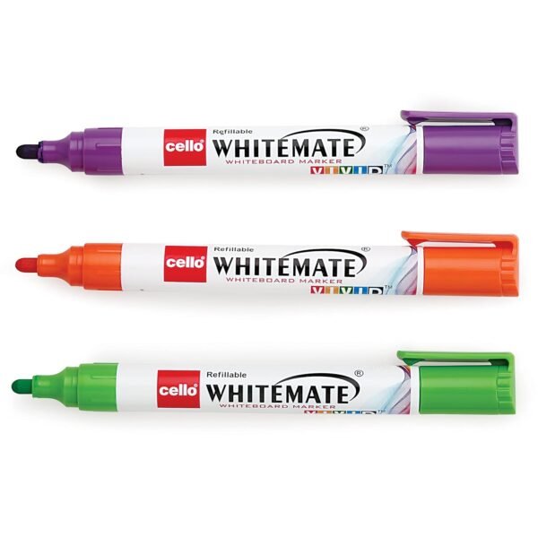Cello Whitemate Whiteboard Vivid Markers | Set of 6 Pinpoint Ball Pen | Pack of 10 | Blue Ball Pens - Image 5