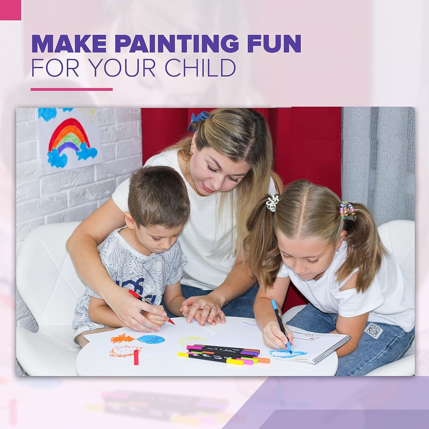 Corslet 12 Pcs Dual Tip Brush Pens Felt Tip Pen Set 12 Colors, Colouring Pens Art Markers for Kids and Adults, Colouring Book, Art Supplies Fineliner Tip Brush Marker for Drawing Sketching - Image 2