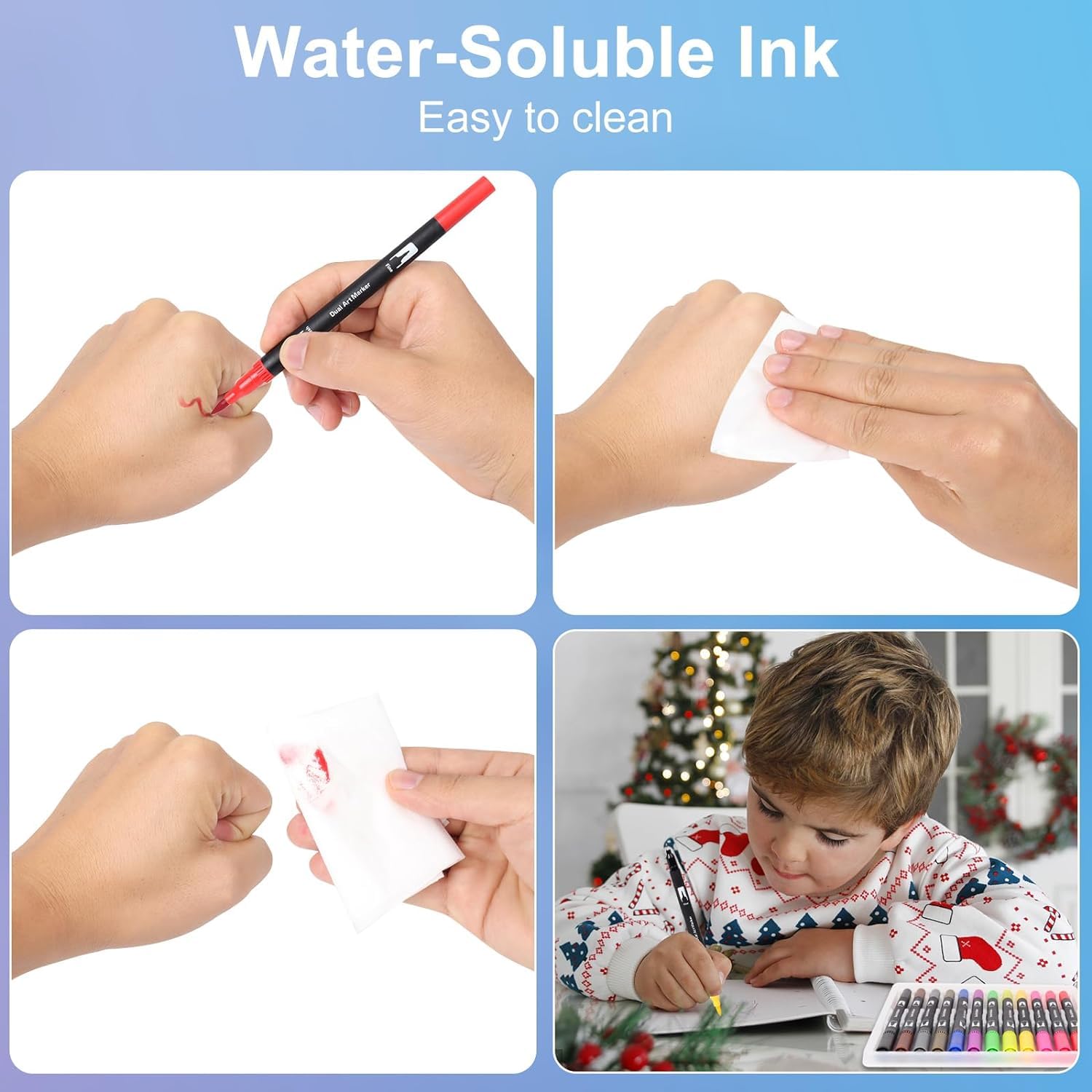 Corslet 12 Pcs Dual Tip Brush Pens Felt Tip Pen Set 12 Colors, Colouring Pens Art Markers for Kids and Adults, Colouring Book, Art Supplies Fineliner Tip Brush Marker for Drawing Sketching - Image 8