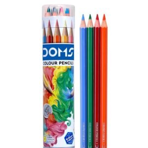 DOMS 12 Colour Pencils 3mm - 12 Colours (Silver & Gold Shade Free Inside) - Soft Wood Hexagonal Colour Pencils