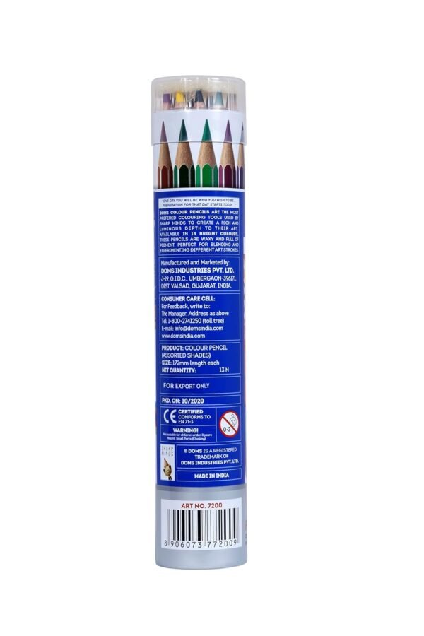 DOMS 12 Colour Pencils 3mm - 12 Colours (Silver & Gold Shade Free Inside) - Soft Wood Hexagonal Colour Pencils - Image 2