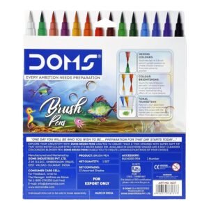 DOMS 14 Shades Brush Pen Box Pack | Super Soft Tip With Brilliant Colors | Water Based Ink Which Gives Water Color Effect | Pack Of 1, Multicolor