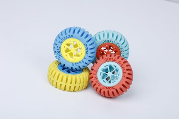 DOMS E-Racer Erasers Pack of 20| Round Wheel Shape for Better Grip| for Neat & Clean Erasing| Best Birthday Gift for Children| Non-Toxic & Safe for Children - Image 3