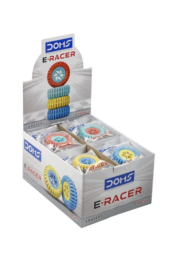 DOMS E-Racer Erasers Pack of 20| Round Wheel Shape for Better Grip| for Neat & Clean Erasing| Best Birthday Gift for Children| Non-Toxic & Safe for Children - Image 5
