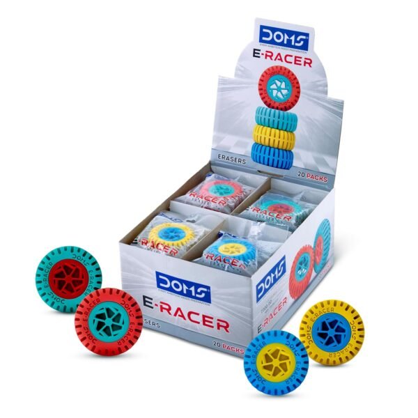 DOMS E-Racer Erasers Pack of 20| Round Wheel Shape for Better Grip| for Neat & Clean Erasing| Best Birthday Gift for Children| Non-Toxic & Safe for Children - Image 6
