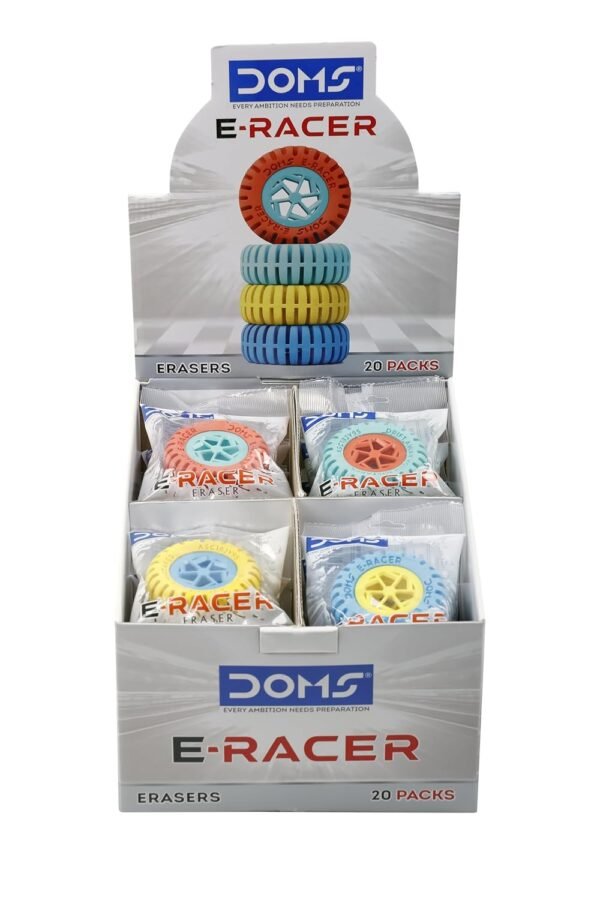 DOMS E-Racer Erasers Pack of 20| Round Wheel Shape for Better Grip| for Neat & Clean Erasing| Best Birthday Gift for Children| Non-Toxic & Safe for Children - Image 7