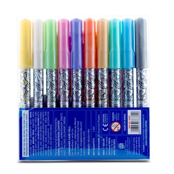 DOMS Metallist Series Metallic Brush Pen (10 Assorted Shades)