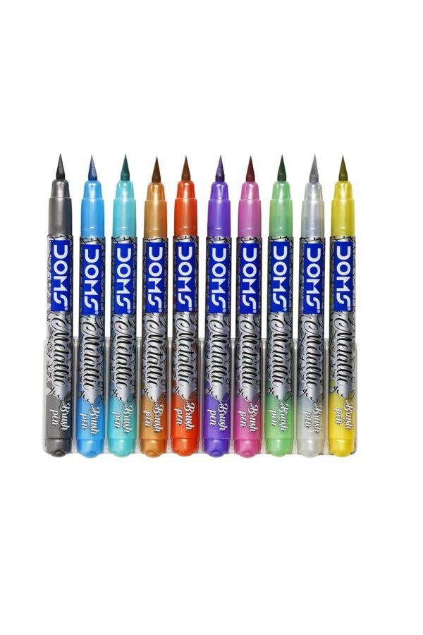 DOMS Metallist Series Metallic Brush Pen (10 Assorted Shades) - Image 3