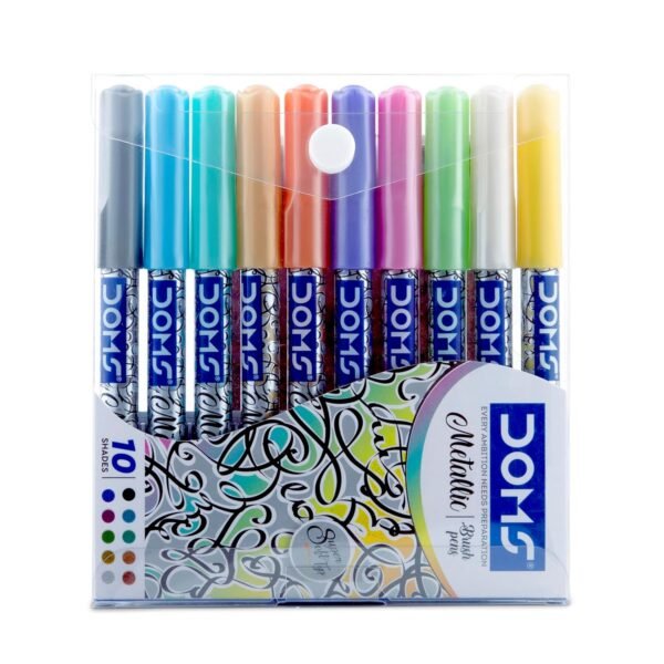 DOMS Metallist Series Metallic Brush Pen (10 Assorted Shades) - Image 4
