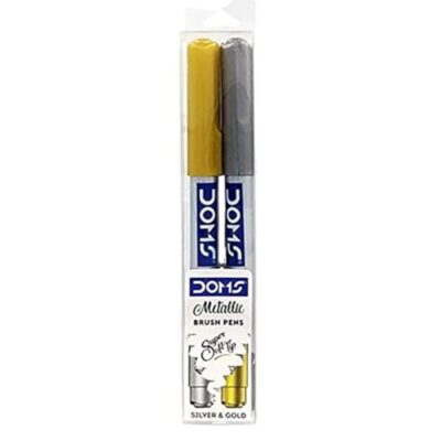DOMS Metallist Series Metallic Brush Pen | 2 Shades (Gold a…