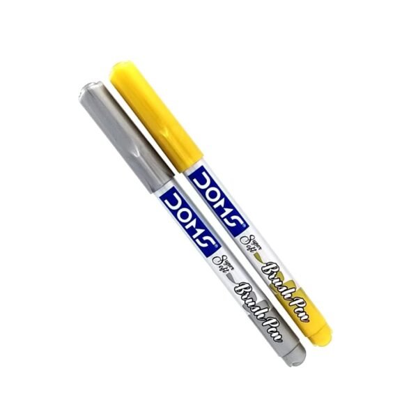 DOMS Metallist Series Metallic Brush Pen | 2 Shades (Gold & Silver) | Super Soft Tip | Ideal for Modern Calligraphy & Decorative Writing - Image 3