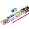 DOMS Neon Rubber Tipped HB/2 Graphite Pencils Box Pack | Non-Toxic | Free Sharpner Inside The Box | Easy & Smooth Sharpening | Pack Of 10 Pencils