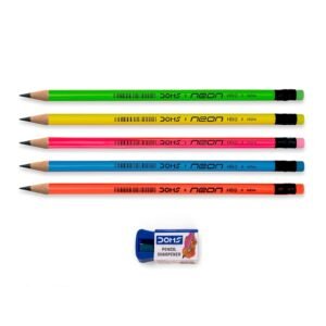 Alternative view of DOMS Neon Rubber Tipped HB/2 Graphite Pencils Box Pack | Non-Toxic | Free Sharpner Inside The Box | Easy & Smooth Sharpening | Pack Of 10 Pencils