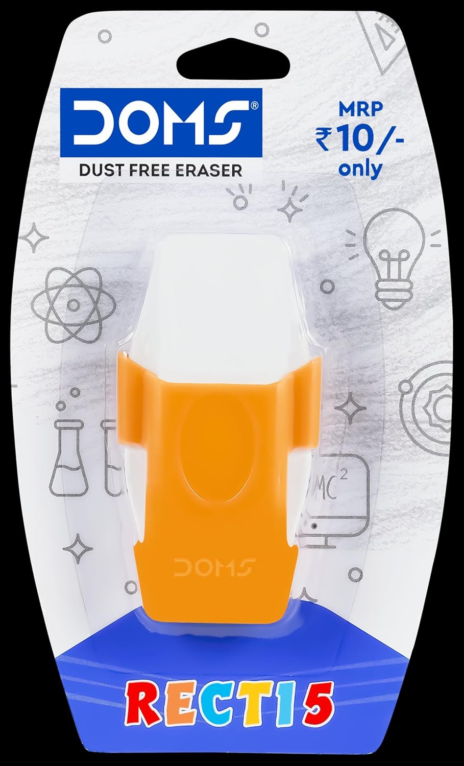 DOMS Non-Toxic Recti 5 Multicolored Dust Free Eraser Blister Pack | Ideal for School, Kids and Gifting Purpose | Pack of 10