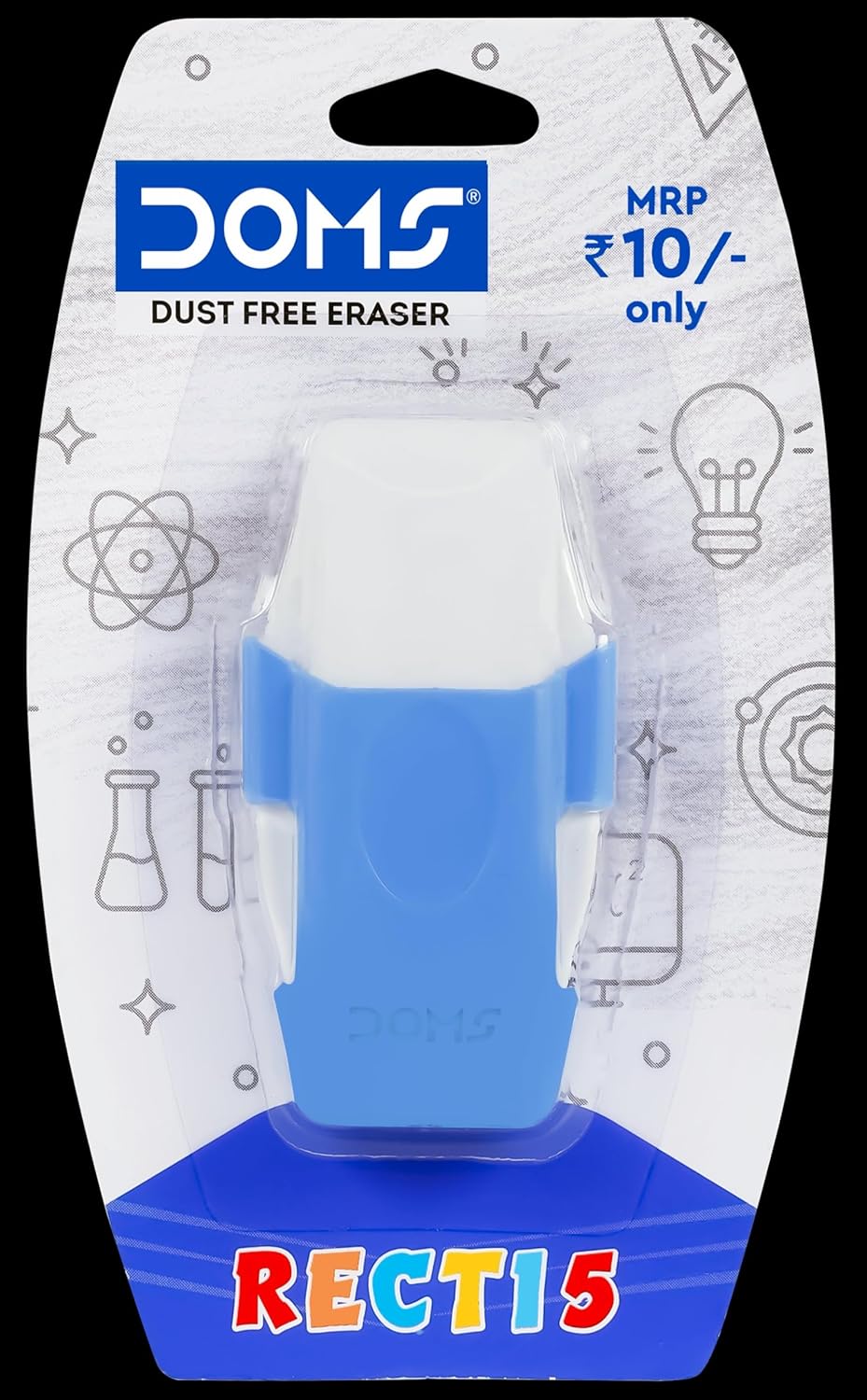 DOMS Non-Toxic Recti 5 Multicolored Dust Free Eraser Blister Pack | Ideal for School, Kids and Gifting Purpose | Pack of 10 - Image 2