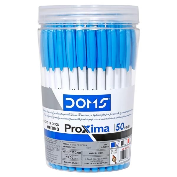 DOMS PROXIMA BALL PEN BLUE 50 PCS JAR - Image 5