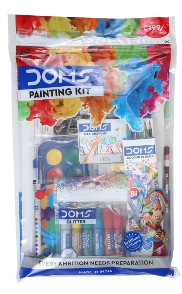 DOMS Painting Kit | Perfect Value Pack | Kit for School Essentials | Gifting Range for Kids | Combination of 9 Painting & Coloring Items Multicolor - Image 2