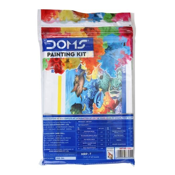 DOMS Painting Kit | Perfect Value Pack | Kit for School Essentials | Gifting Range for Kids | Combination of 9 Painting & Coloring Items Multicolor - Image 3