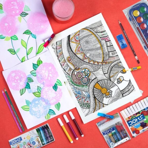 DOMS Painting Kit | Perfect Value Pack | Kit for School Essentials | Gifting Range for Kids | Combination of 9 Painting & Coloring Items Multicolor - Image 4