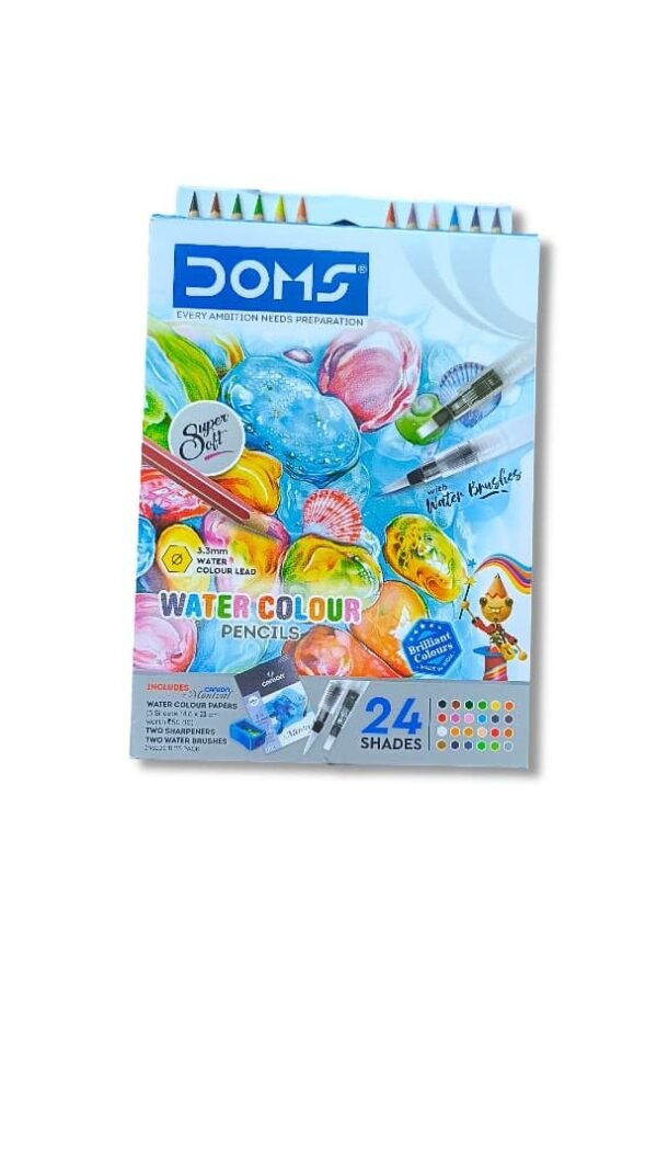 DOMS Super Soft Hexagonal Pre-Sharpened Water Soluble Colour Pencils | Free Watercolor Paper, Sharpener & Water Brush | 3.3mm Watercolor Lead | 12 Shades | Pack of 2 - Image 3