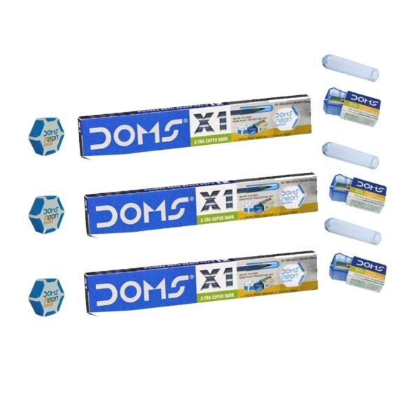 DOMS X1 Xtra Super Dark Pencil School Stationary Rubber Tipped Graphite for Kids, Boys & Girls Pack of 30