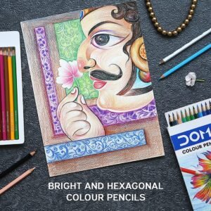 Doms 12 Shades Color Pencils | Hexagonal Shaped Body For Comfortable Grip | Bright & Playful Colors | Free Sharpner With Each Pack | Non-Toxic & Safe For Childrens | Pack of 2