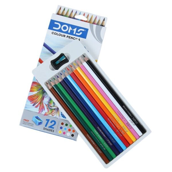 Doms 12 Shades Color Pencils | Hexagonal Shaped Body For Comfortable Grip | Bright & Playful Colors | Free Sharpner With Each Pack | Non-Toxic & Safe For Childrens | Pack of 2 - Image 6