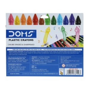 Alternative view of Doms 12 Shades Dommymate Plastic Crayons | Can Be Erased & Sharped | Keep Fingers Clean & Non Messy | Free Sharpner & Eraser Inside | Bright & Vibrant Colors | Pack of 1