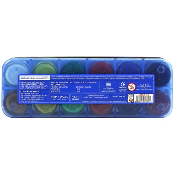 Doms 12 Shades Poster Colours | Rich & Vibrant Colors | Free Agigator & Brush Inside For Uniform Mixing | Non-Toxic & Safe For Childrens | Pack of 1 - Image 5