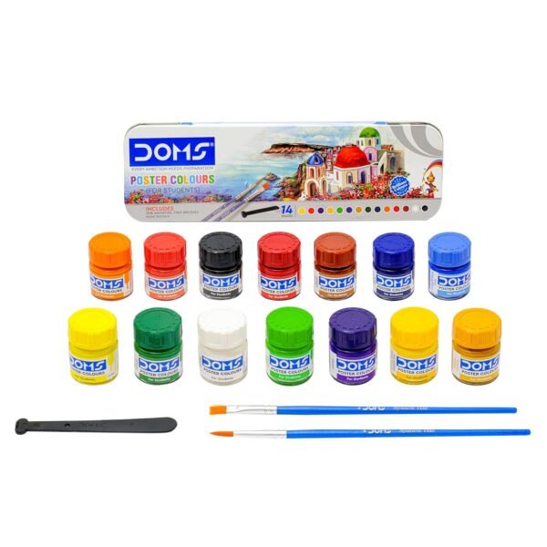 Doms 14 Shades Poster Colours | Rich & Vibrant Colors | Free Agigator & Brush Inside For Uniform Mixing | Non-Toxic & Safe For Childrens | Pack of 1 - Image 6