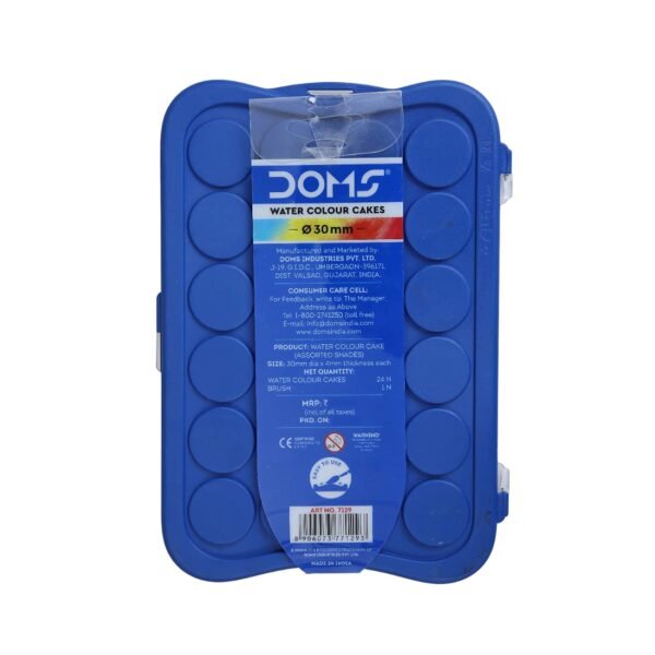 Doms 24 Shades 30mm Water Colour Cakes | Easy to Use Palette Lid | Organic Rich Colour Pigments | Free Brush Inside | Non-Toxic & Safe for Kids | Pack of 1 - Image 4
