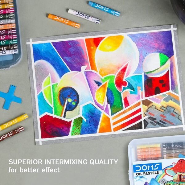 Doms 25 Shades Oil Pastel with Case | Smooth Color Intermixing for Better Effect | Bright and Intense Colors | Free Scrapping Tool | Non-Toxic and Safe for Childrens | Pack of 1, Multicolor - Image 5