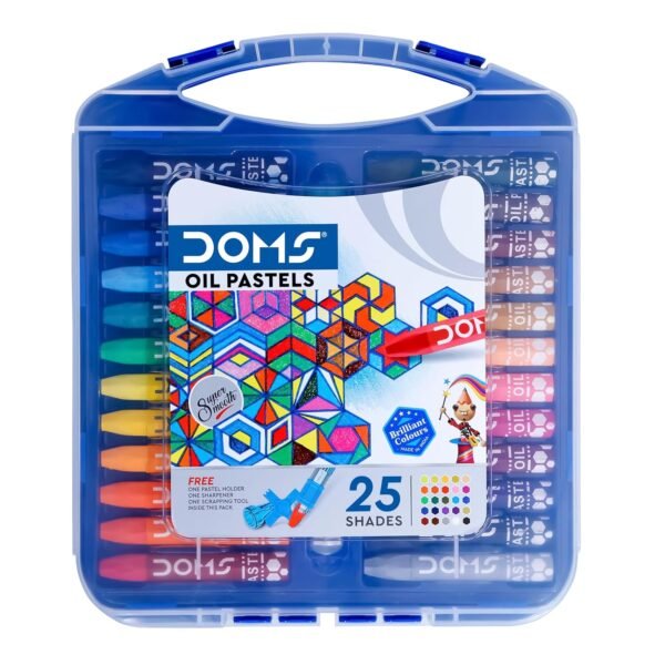 Doms 25 Shades Oil Pastels | Comes In Hard Plastic Case | Smooth Color Intermixing With Bright & Intense Colors | Free Pastel Holder, Sharpner & Scratching Tool Inside | Pack of 1 - Image 5