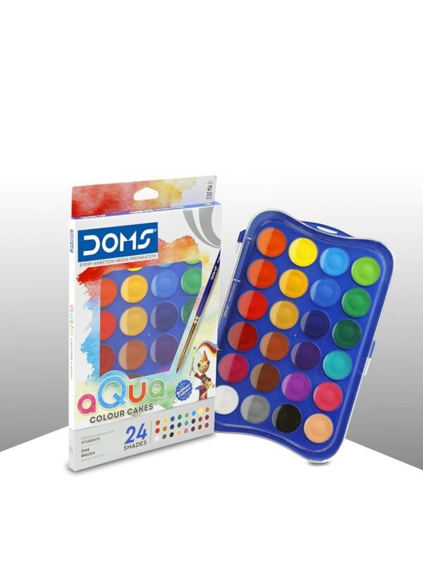 Doms 36 Shades 30mm Water Colour Cakes | Easy To Use Palette Lid | Organic Rich Colour Pigments | Free 2 x Brush Inside | Non-Toxic & Safe For Kids | Pack of 1