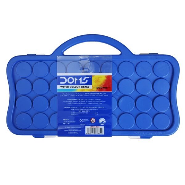 Doms 36 Shades 30mm Water Colour Cakes | Easy To Use Palette Lid | Organic Rich Colour Pigments | Free 2 x Brush Inside | Non-Toxic & Safe For Kids | Pack of 1 - Image 3
