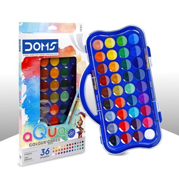 Doms 36 Shades 30mm Water Colour Cakes | Easy To Use Palette Lid | Organic Rich Colour Pigments | Free 2 x Brush Inside | Non-Toxic & Safe For Kids | Pack of 1 - Image 5