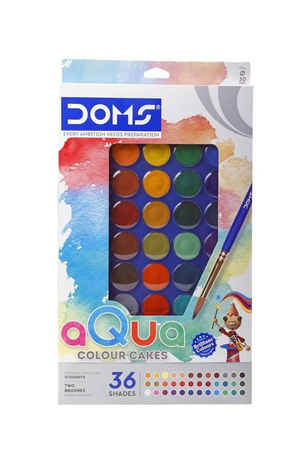 Doms 36 Shades 30mm Water Colour Cakes | Easy To Use Palette Lid | Organic Rich Colour Pigments | Free 2 x Brush Inside | Non-Toxic & Safe For Kids | Pack of 1 - Image 6