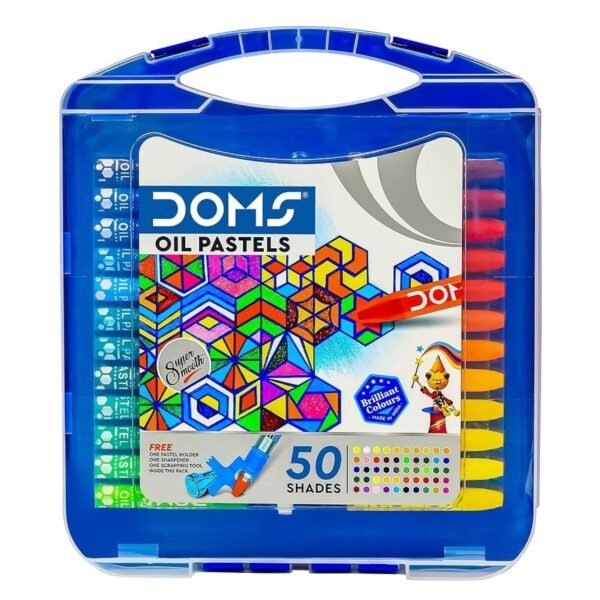 Doms 50 Shades Oil Pastels 75Mm Length 11Mm Diameter With Case| Free Pastel Holder+Scratching Tool+Sharpner|Smooth Colour Intermixing| Bright Colors, Ink Multicolor