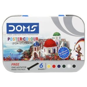 Doms 6 Shades Poster Colours | Rich & Vibrant Colors | Free Agigator Inside For Uniform Mixing | Non-Toxic & Safe For Childrens | Pack of 1