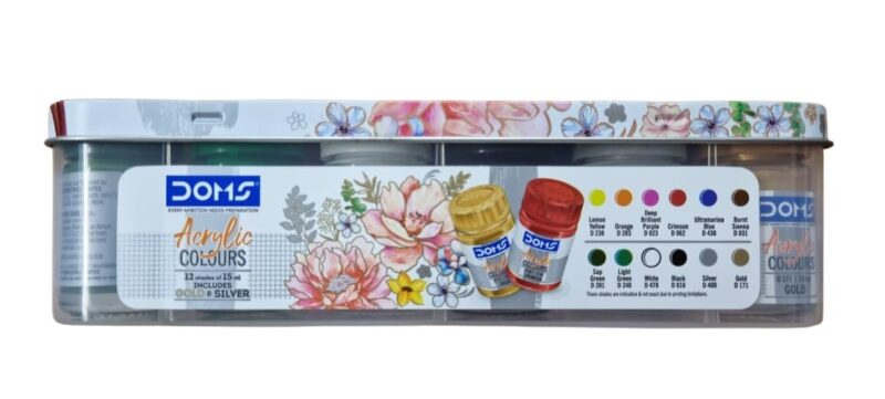 Doms Acrylic Colours 12 Shades Kit15ml| Includes Gold and S…