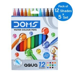 Alternative view of Doms Aqua 12 Shades Watercolour Sketch Pen Set | Unique Push Resistant Tip With Bright & Intense Colors | Non-Toxic & Safe For Kids | Colourful Sketching, Doodling & Mandala Art | Pack of 5