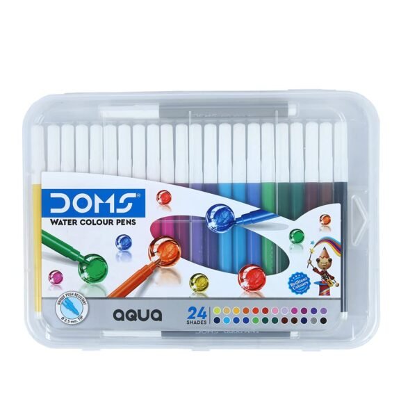 Doms Aqua 24 Shades Watercolour Sketch Pen Set | Unique Push Resistant Tip With Bright & Intense Colors | Non-Toxic & Safe For Kids | Colourful Sketching, Doodling & Mandala Art | Pack of 2