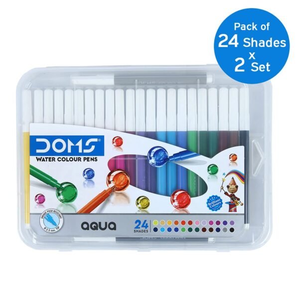 Doms Aqua 24 Shades Watercolour Sketch Pen Set | Unique Push Resistant Tip With Bright & Intense Colors | Non-Toxic & Safe For Kids | Colourful Sketching, Doodling & Mandala Art | Pack of 2 - Image 3